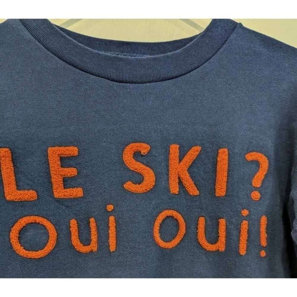 J. Crew Navy Le Ski? Oui Oui Terry Embroidered Crewneck Sweatshirt XXS